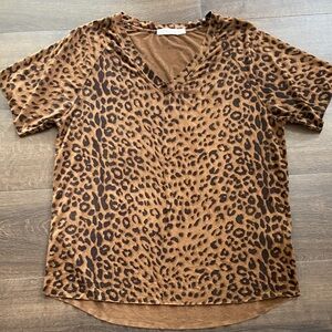 Over sized Brown Leopard Print Suede-like feel  Blouse